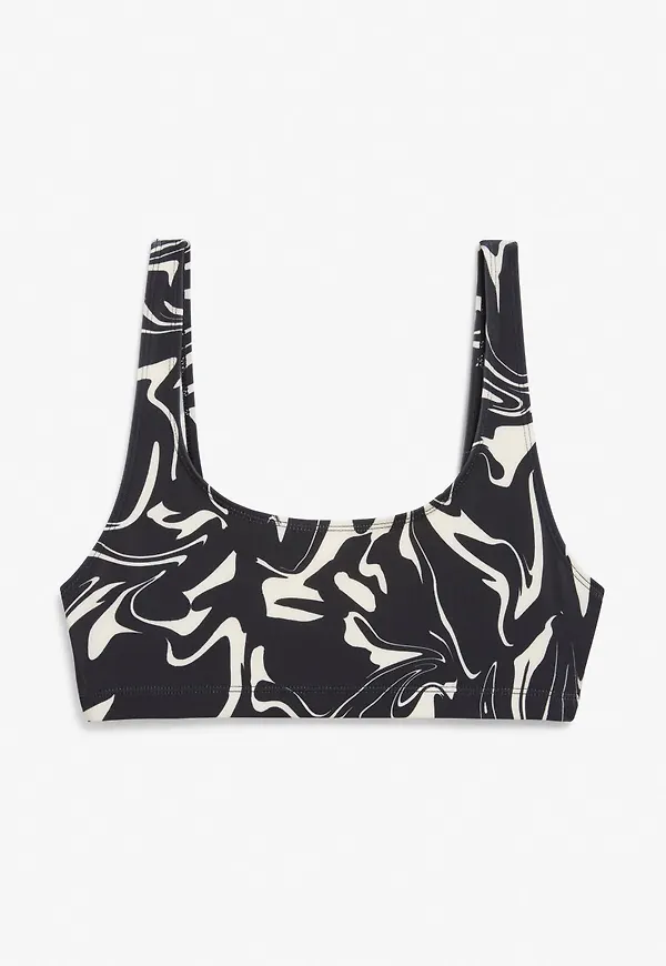 Scoop neck bikini top - Black