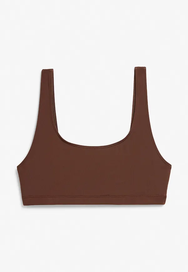 Scoop neck bikini top - Brown