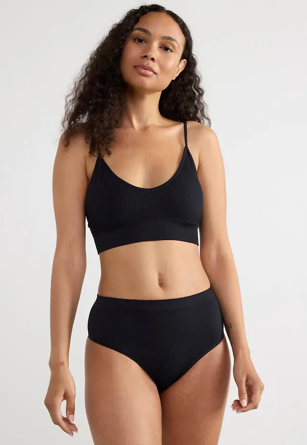 Seamless ribbad stringtrosa high waist