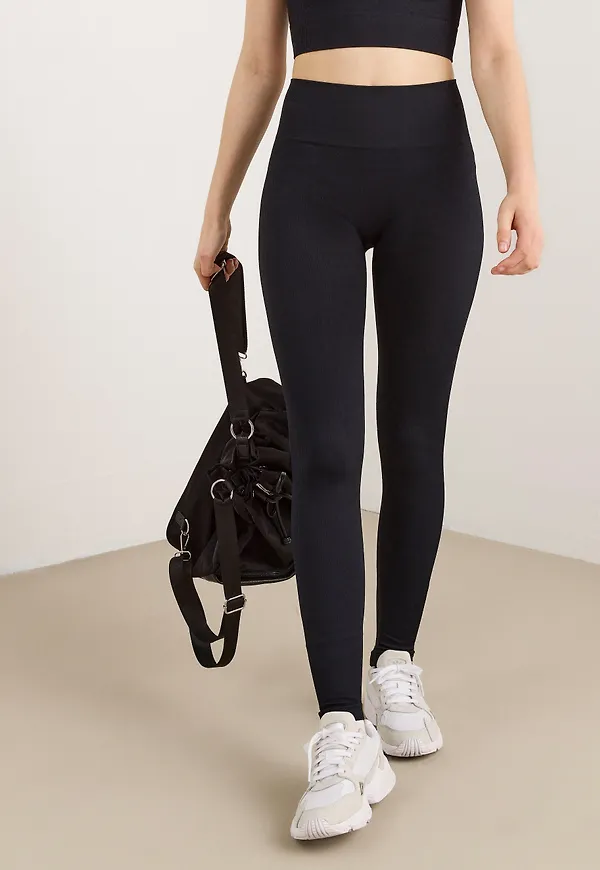 Seamless ribbade träningsleggings