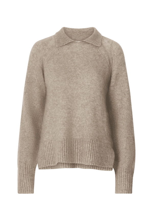 Second Female - Tröja Brook Knit Collar - Brun