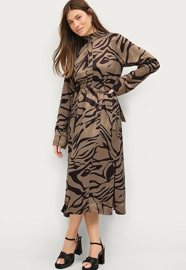 Second Female - Klänning Zebra Dress - Brun