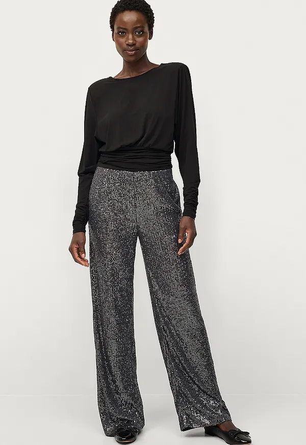 Second Female - Paljettbyxor Moonshine Trousers - Grå
