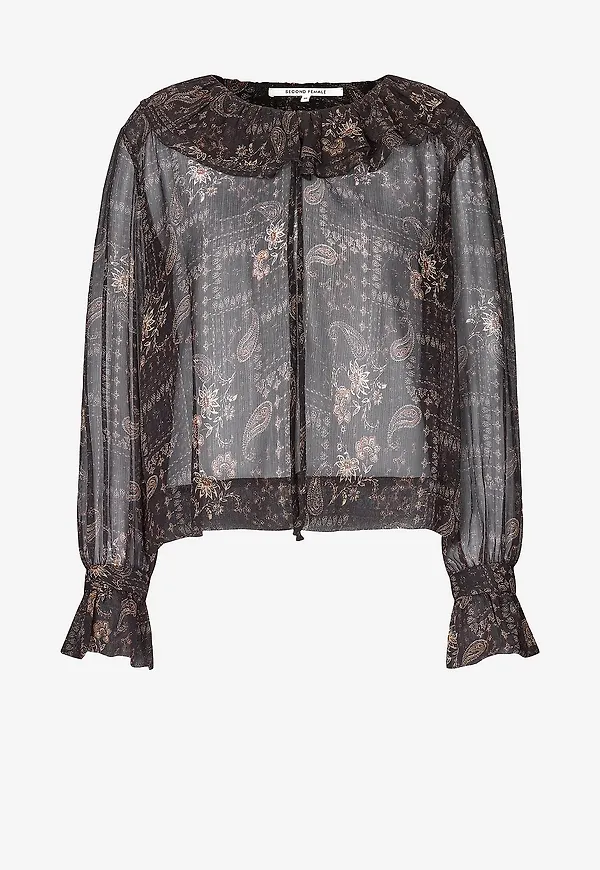 Second Female - Blus Paislia Frill Blouse - Svart