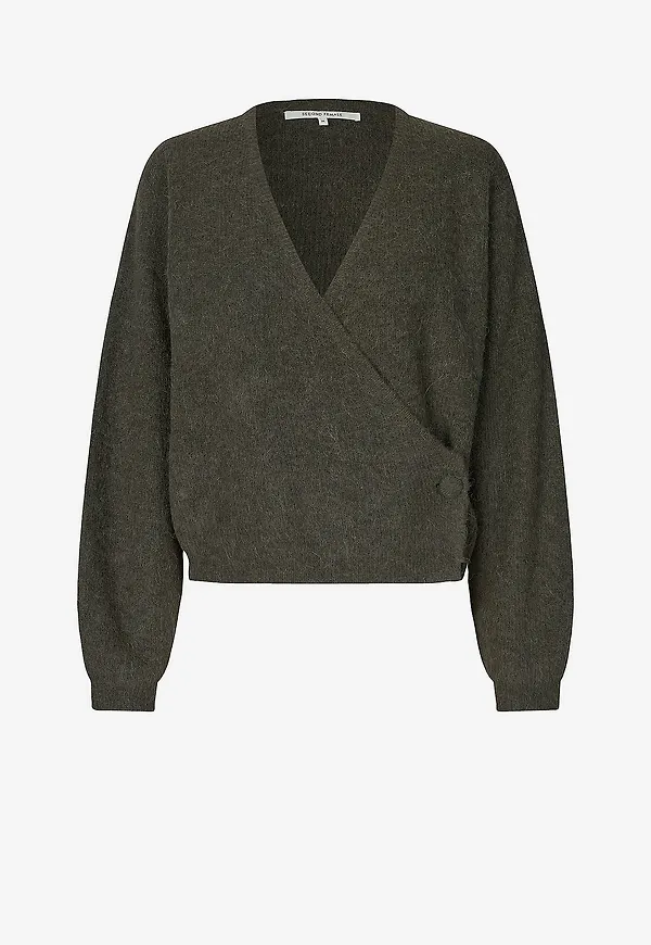 Second Female - Cardigan Gabby Wrap Knit - Grön