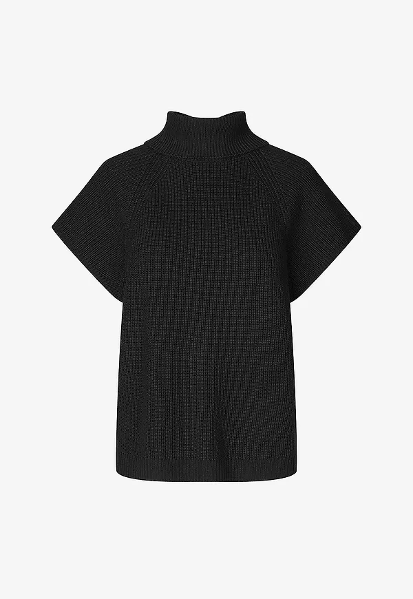 Second Female - Kortärmad polotröja Ettas Knit Vest - Svart