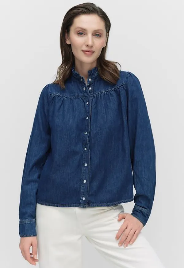 Second Female Mina denim shirt Blusar BLUE DENIM Dam XS