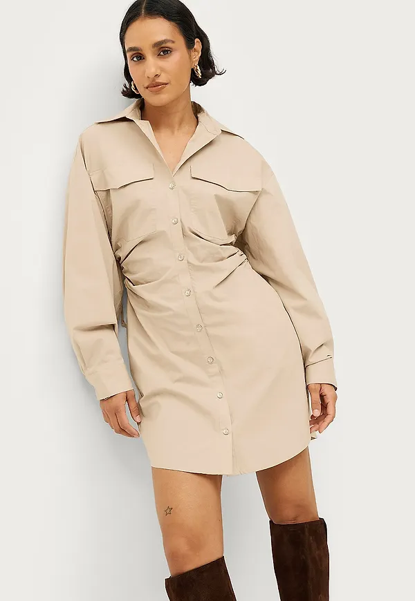 Second Female - Skjortklänning Enara Dress - Beige