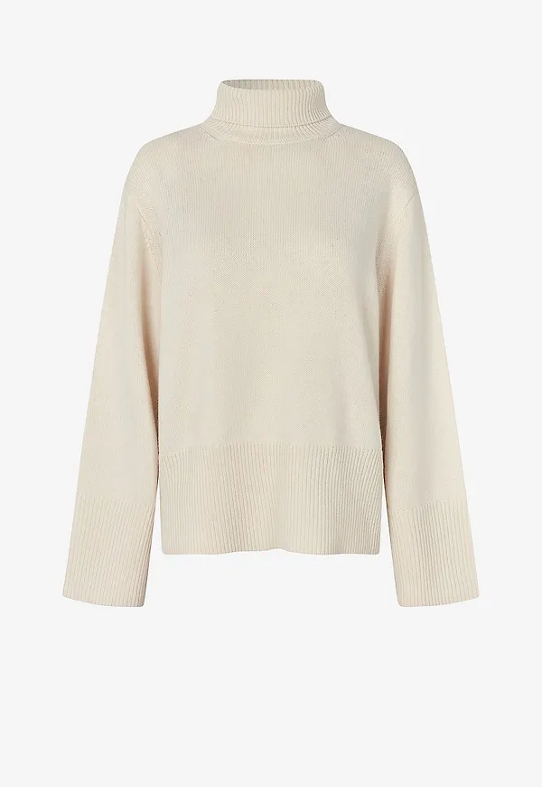 Second Female - Tröja Alpha Knit T-neck - Natur
