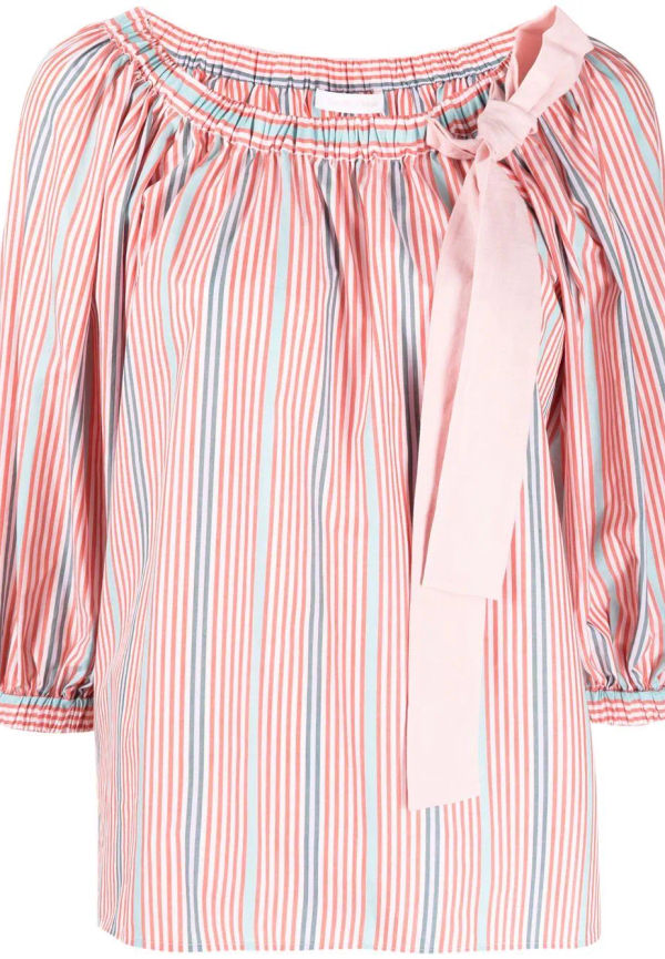 See by Chloé randig baraxlad blus - Röd