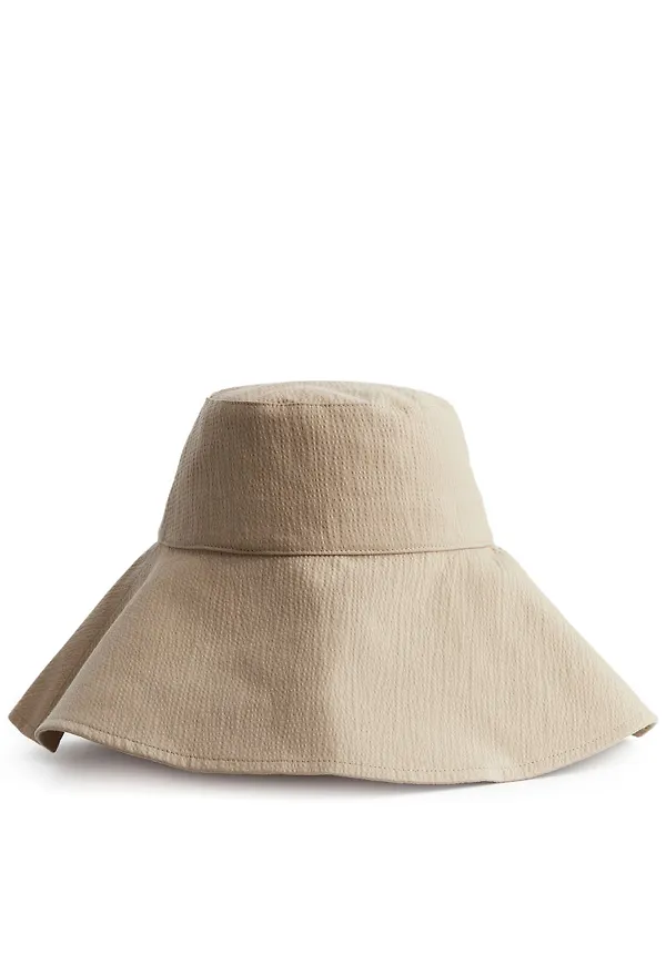 Seersucker Beach Hat - Beige