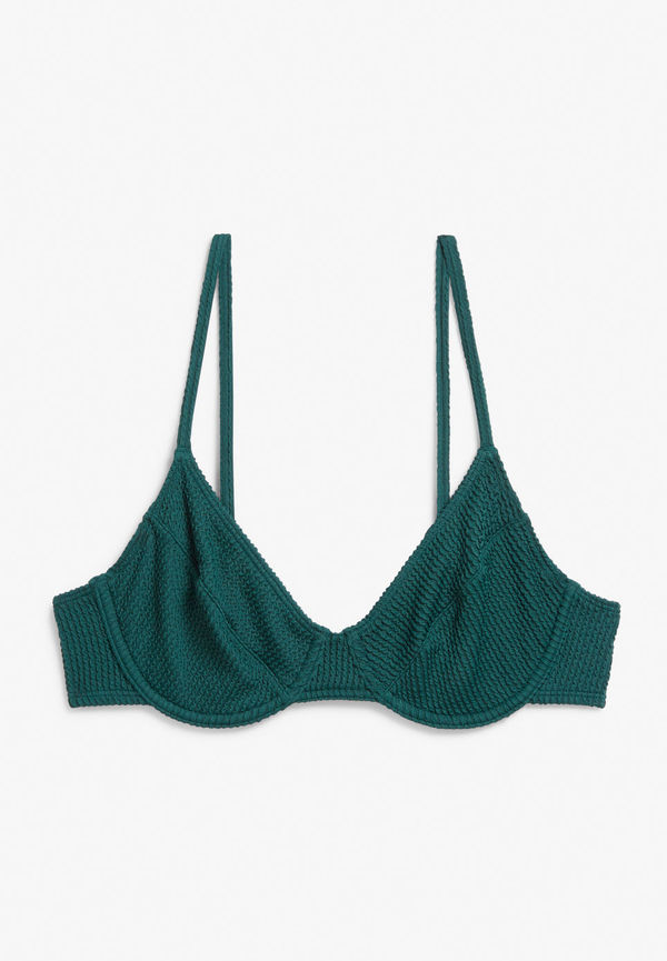 Seersucker bikini bra - Green