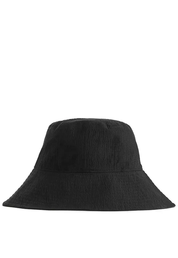 Seersucker Bucket Hat - Black