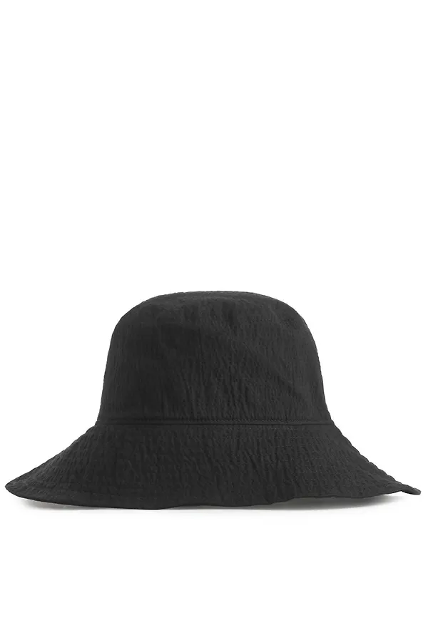 Seersucker Bucket Hat - Black