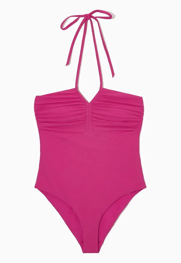 SEERSUCKER HALTERNECK SWIMSUIT