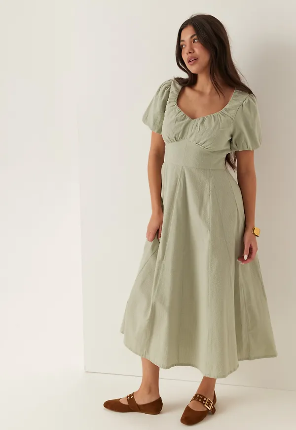 Seersucker Midi Dress