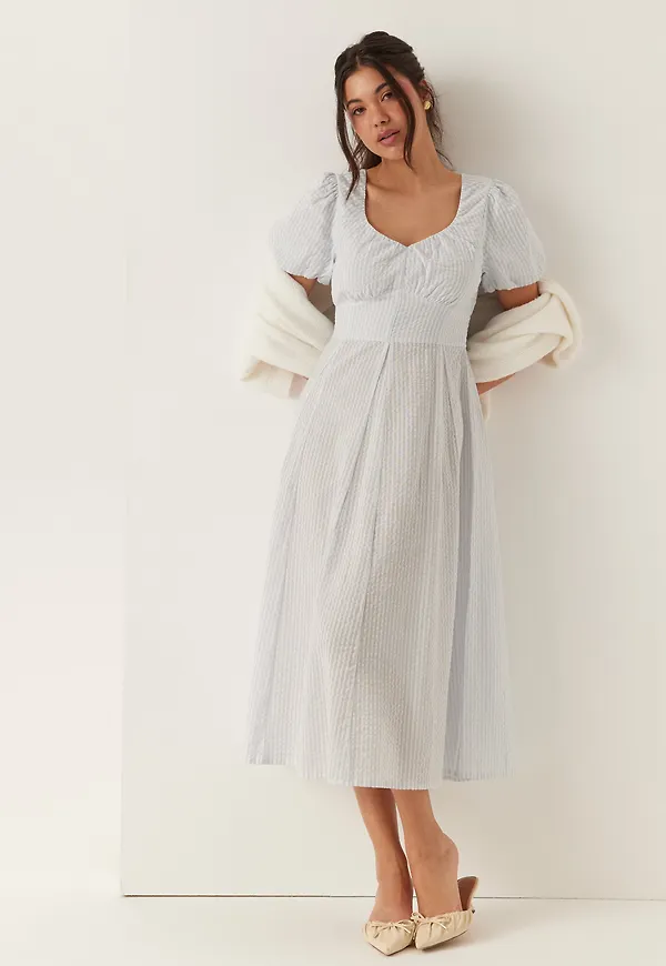 Seersucker Midi Dress