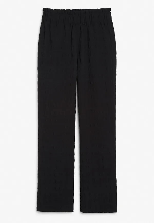 Seersucker trousers - Black