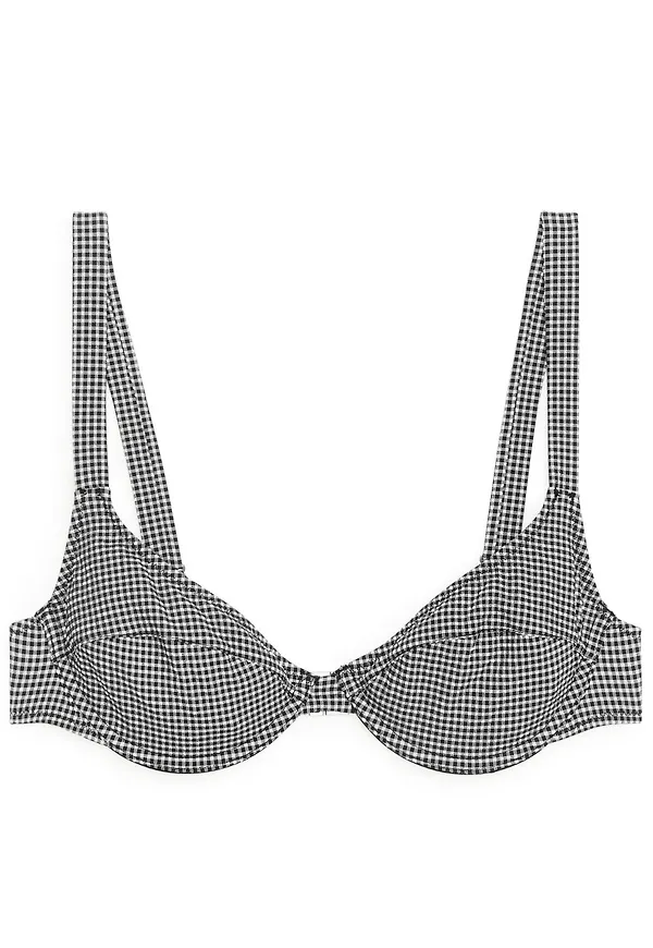 Seersucker Wired Bikini Top - Black