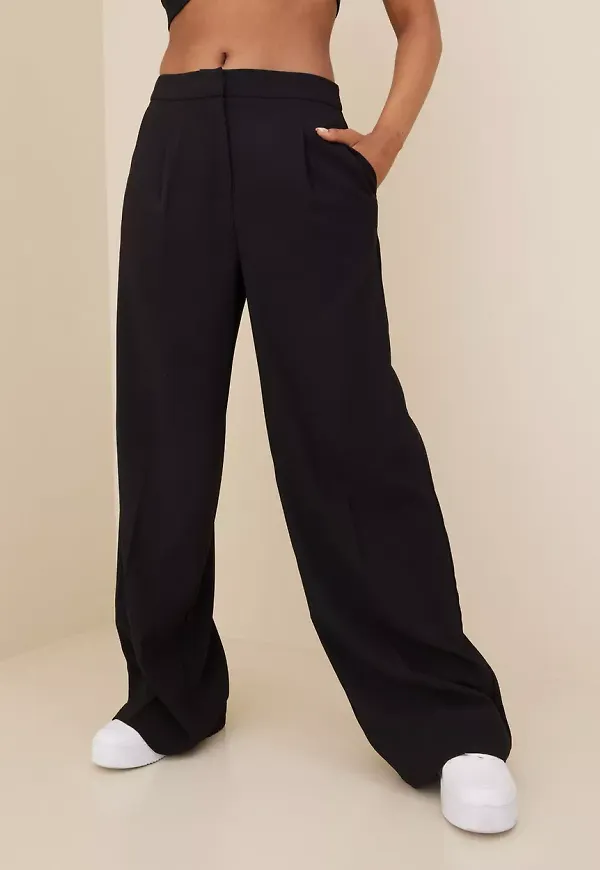 Selected Femme - Black - Slftinni Mw Wide Pant B Noos