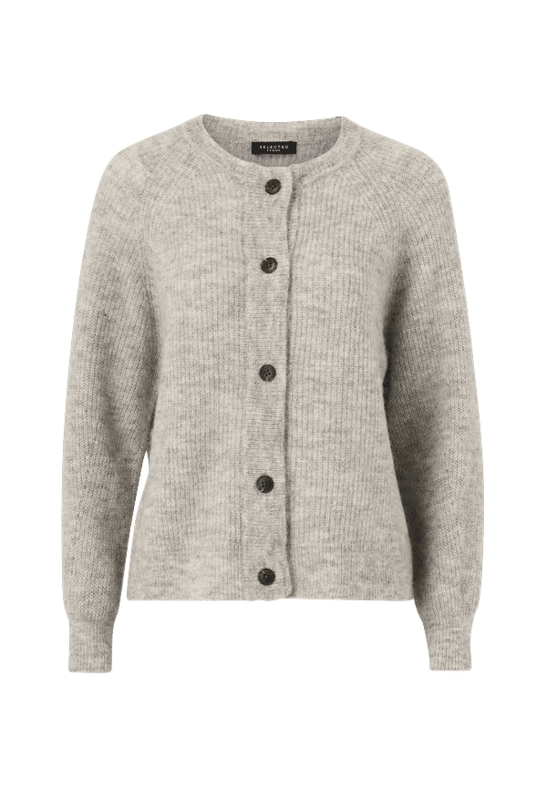 Selected FEMME - Cardigan slfLulu LS Knit Short - Grå