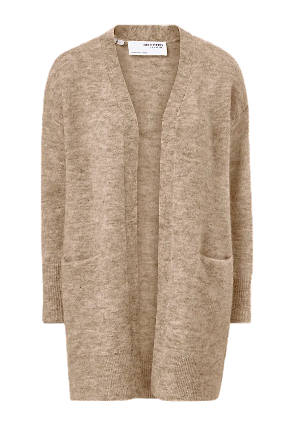 Selected FEMME - Cardigan slfLulu New LS Knit Long Cardigan - Brun