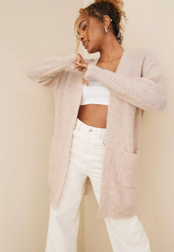 Selected Femme - Cardigans & Koftor - Birch - Slflulu Ls Knit Long Cardigan B No - Tröjor