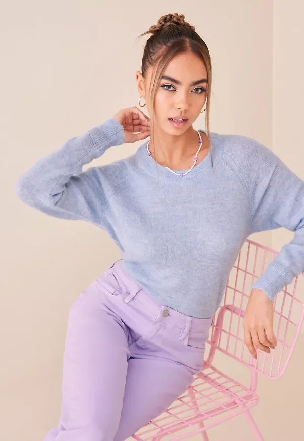 Selected Femme - Cashmere Blue - Slflulu Ls Knit O-Neck B Noos