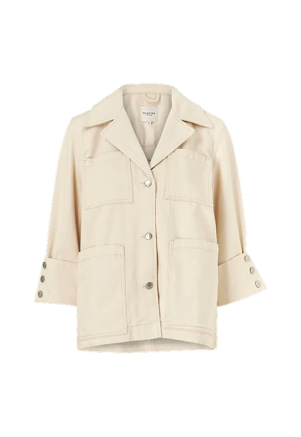 Selected FEMME - Jeansjacka slfHelena Jade White Denim Jacket W - Vit
