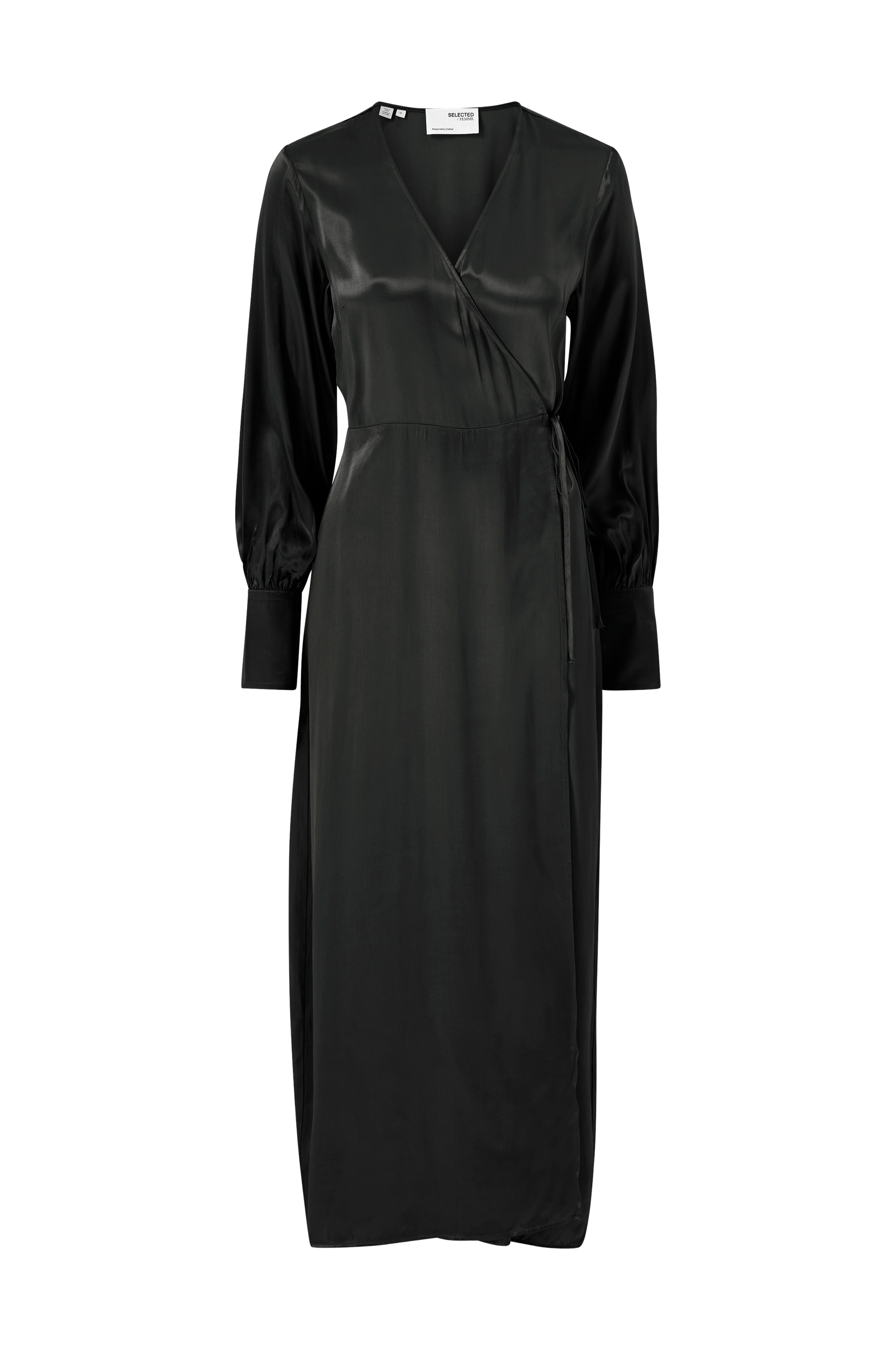 Selected FEMME - Maxiklänning slfLyra LS Ankle Wrap Dress - Svart
