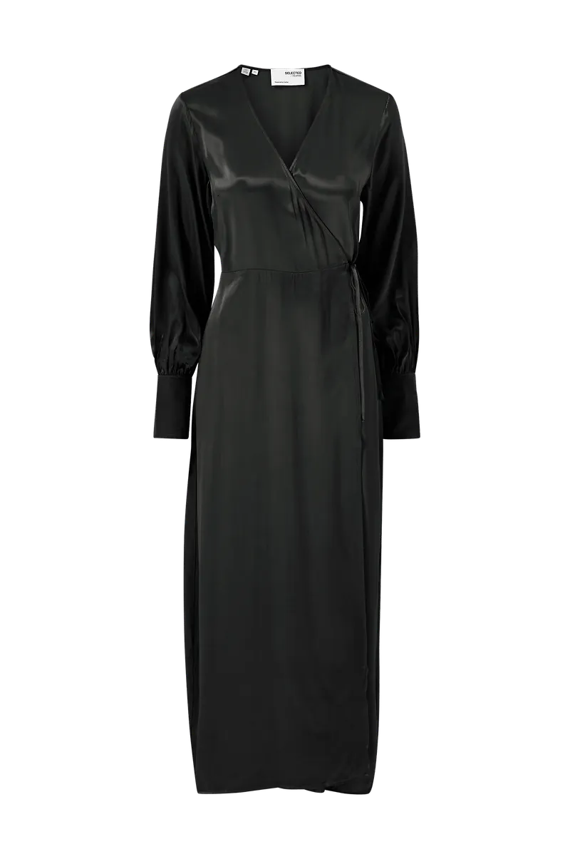 Selected FEMME - Maxiklänning slfLyra LS Ankle Wrap Dress - Svart