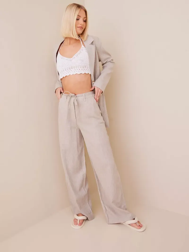 Selected Femme - Nomad Melange - Slfvienna Hw Wide Pant B