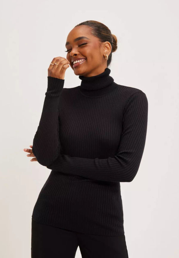 Selected Femme - Polotröjor - Black - Slflydia Costa Ls Knit Rollneck B N - Tröjor - Turtlenecks