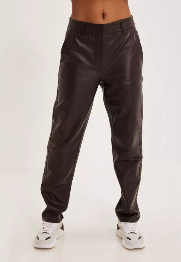 Selected Femme - Skinnbyxor - Java - Slfmarie Mw Leather Pants B Noos - Byxor