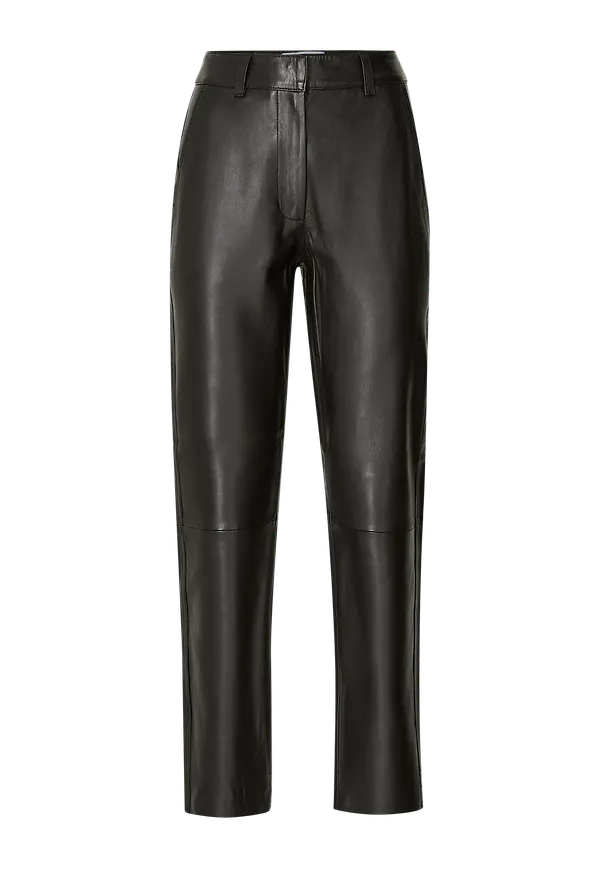 Selected FEMME - Skinnbyxor slfMarie MW Leather Pants W - Svart