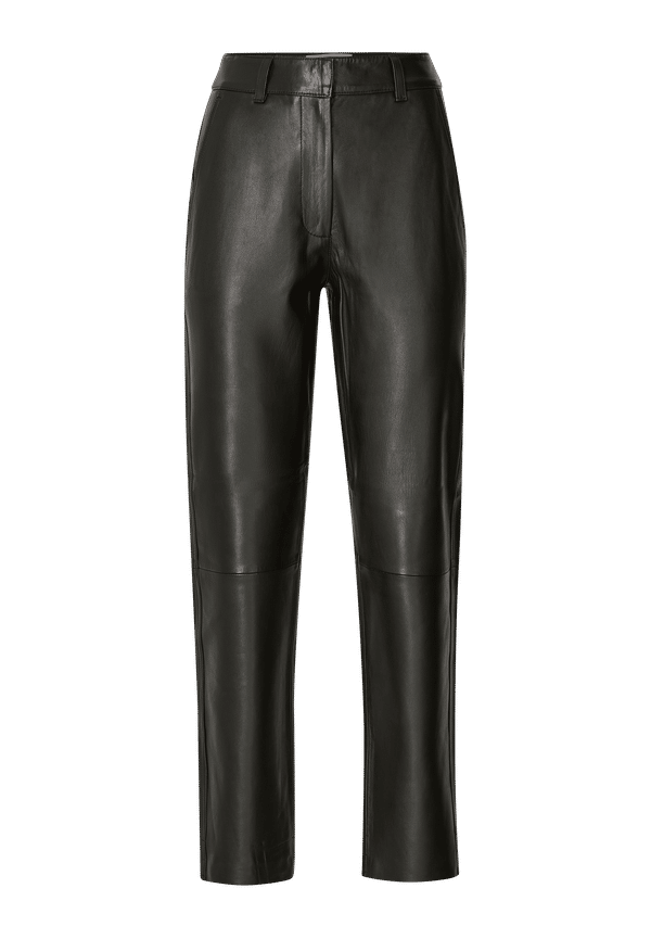 Selected FEMME - Skinnbyxor slfMarie MW Leather Pants W - Svart