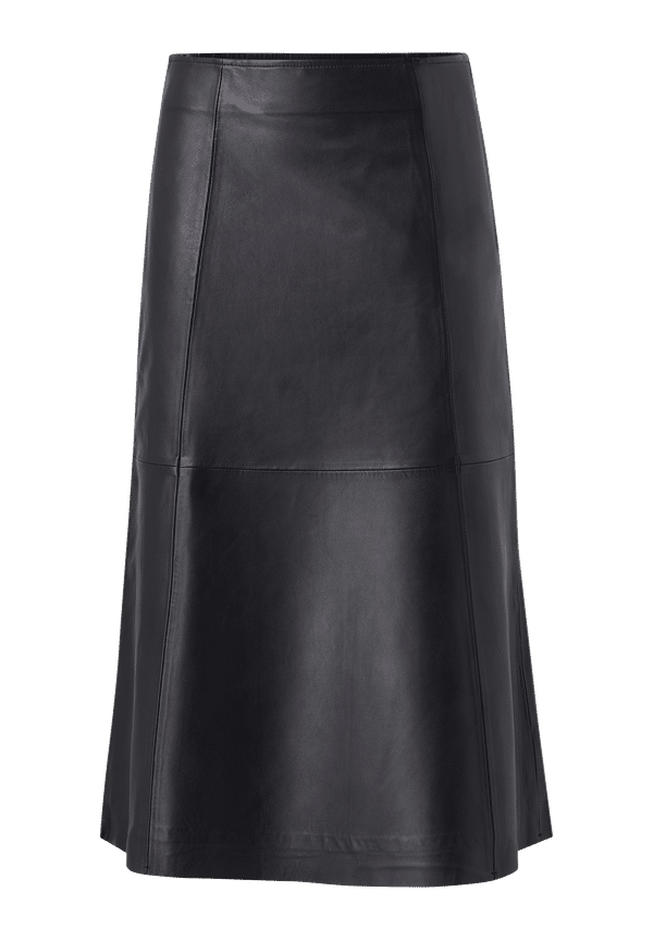 Selected FEMME - Skinnkjol slfErle HW Leather Midi Skirt W - Svart - 34
