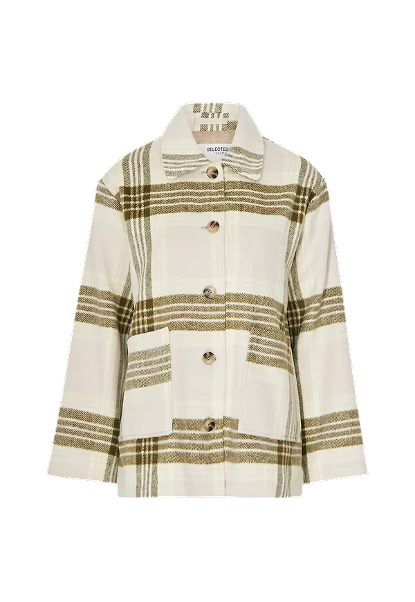 Selected FEMME - Skjortjacka slfNikita Check Shirt Jacket - Beige