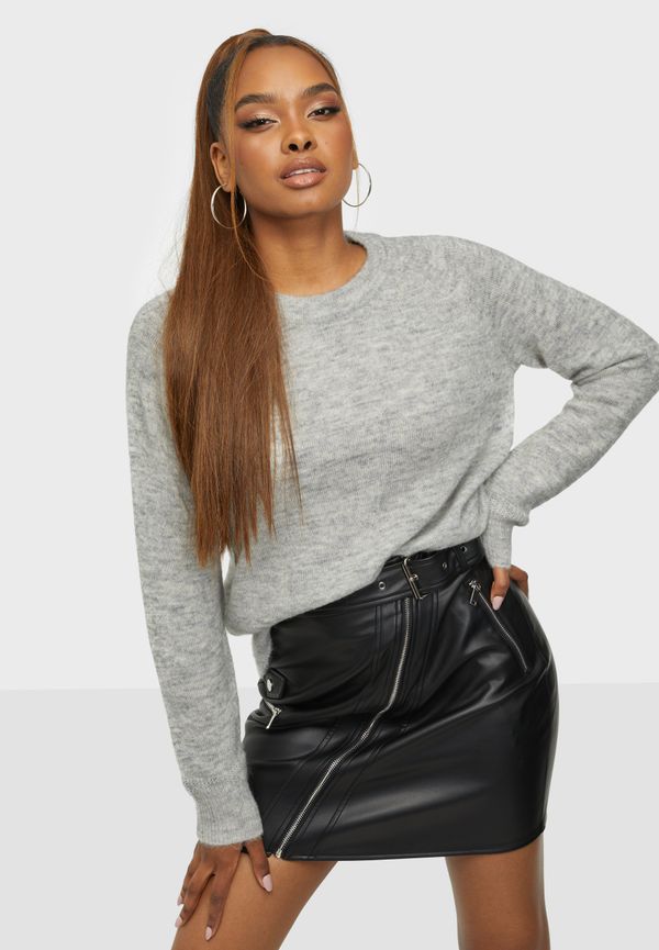 Selected Femme - Stickade tröjor - Light Grey Melange - Slflulu Ls Knit O-Neck B Noos - Tröjor - Knitted sweaters