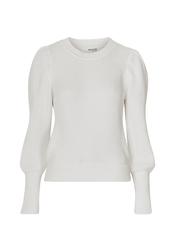 Selected FEMME - Tröja slfEmber LS Knit O-neck M - Vit