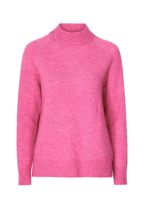 Selected FEMME - Tröja slfLulu LS Knit High Neck - Rosa