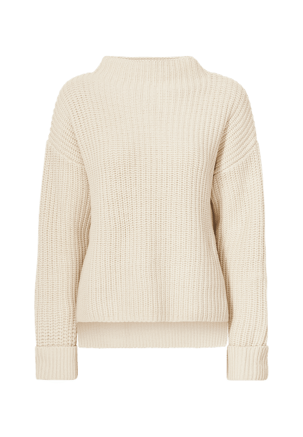Selected FEMME - Tröja slfSelma LS Knit T-neck - Beige