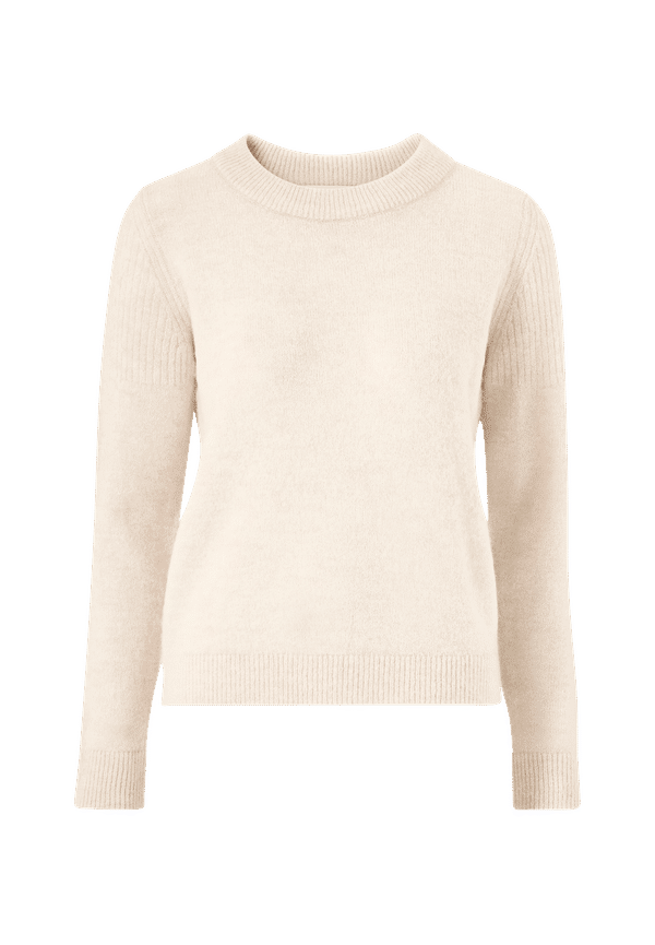 Selected FEMME - Tröja slfSia LS Knit O-neck - Beige