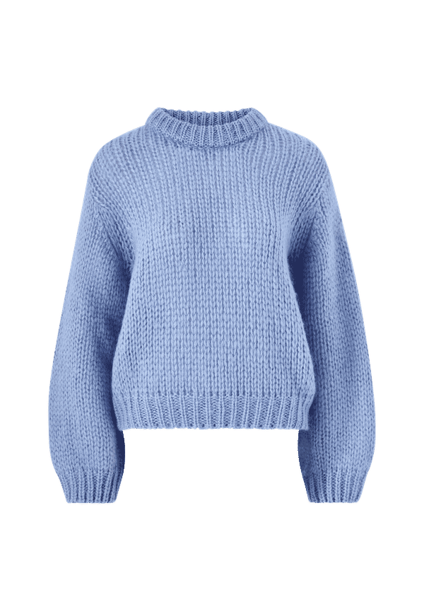 Selected FEMME - Tröja slfSuanne LS Knit O-neck - Blå