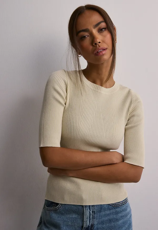 Selected Femme - Beige - Slfmala 2/4 Knit O-Neck Noos