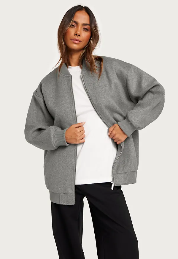Selected Femme - Grå - Slfceline Wool Bomber Ex