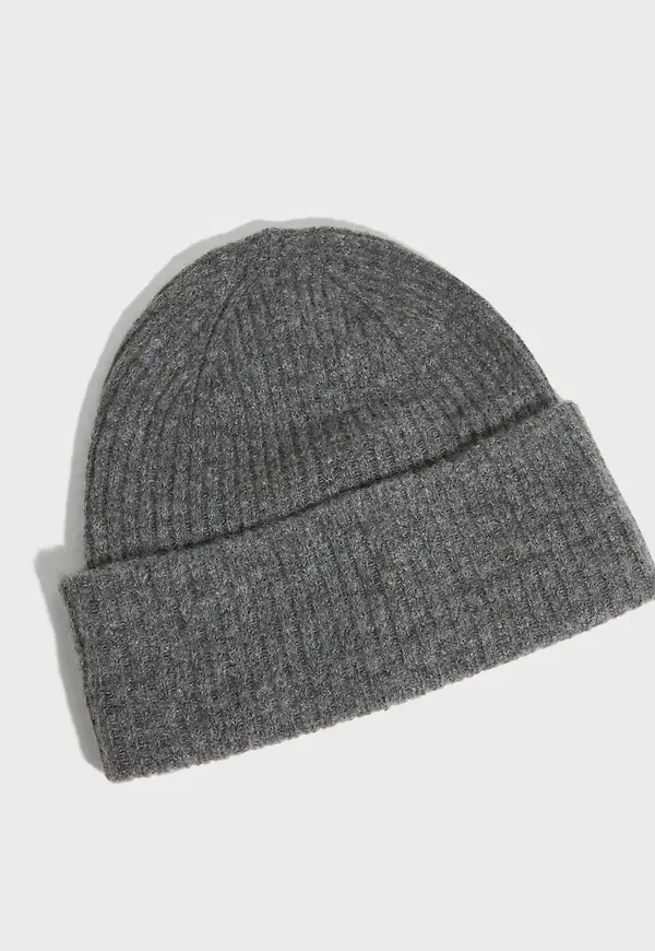 Selected Femme - Grå - Slfmaline Knit Beanie Noos
