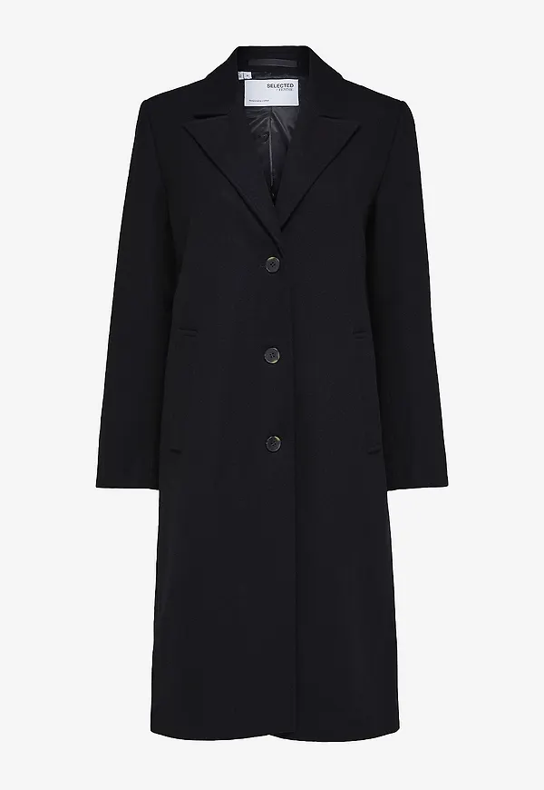 Svart ullkappa 2026 från SELECTED FEMME