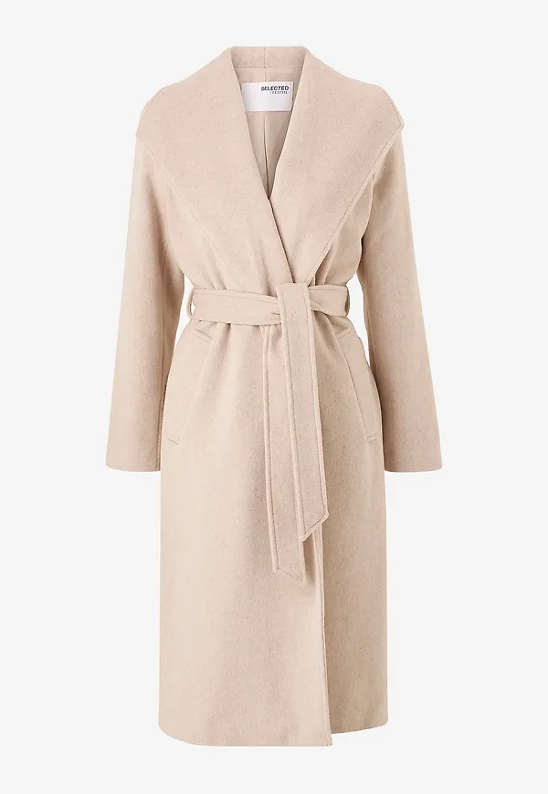 Selected Women - Kappa slfRosa Wool Coat - Beige