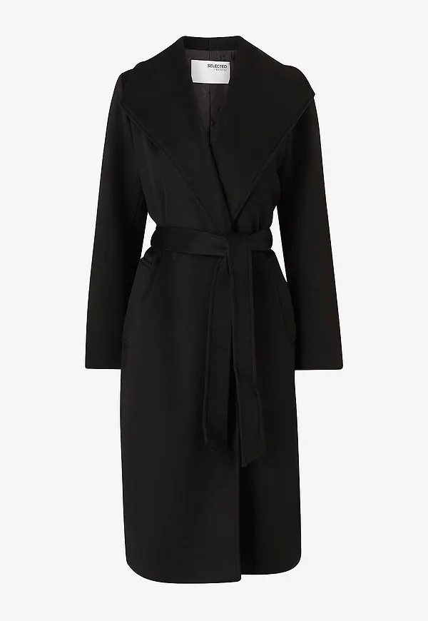 Selected FEMME - Kappa slfRosa Wool Coat - Svart